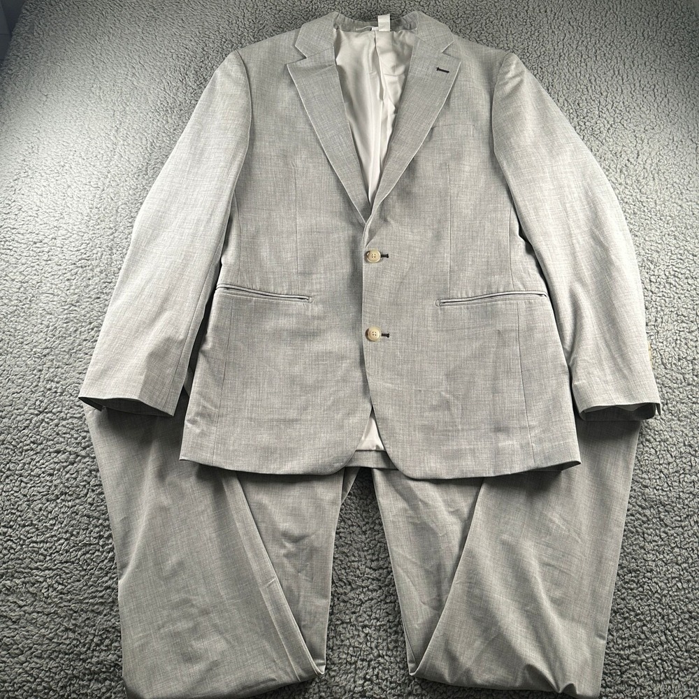 State & Liberty Performance Suit Jacket Pants Mens 40R 34W Light Gray Two Piece
